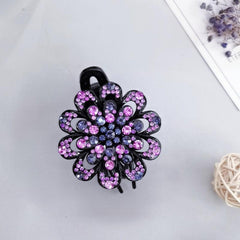 Vintage Crystal Flower Hair Claw Clip Fancy Barrette