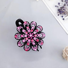 Vintage Crystal Flower Hair Claw Clip Fancy Barrette