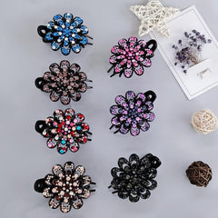 Vintage Crystal Flower Hair Claw Clip Fancy Barrette