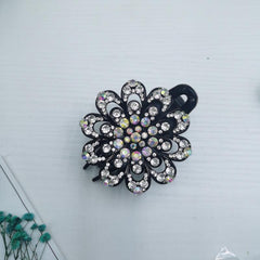 Vintage Crystal Flower Hair Claw Clip Fancy Barrette