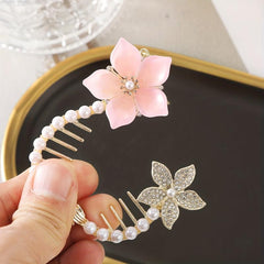 Flower Banana Clip With Pearl Tassel Hair Clip