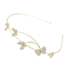 Metal Butterfly Faux Pearl Headband Hair Accessory Women Rhinestone Hairband