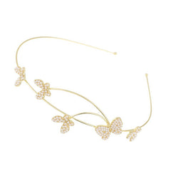 Metal Butterfly Faux Pearl Headband Hair Accessory Women Rhinestone Hairband