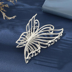 Silver Butterfly Hair Claw Large Barrettes for Girls and Women