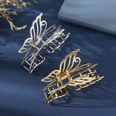 Silver Butterfly Hair Claw Large Barrettes for Girls and Women