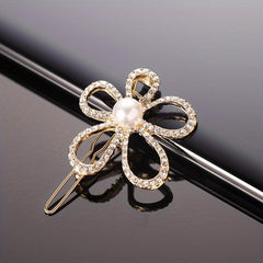 Rhinestone Flower Hair Clip Faux Pearl Side Clip Head Jewelry Hair Accessories