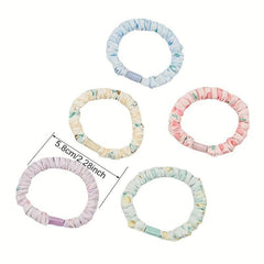 5pcs Fruit Print Scrunchies Hair Rope Ponytail Holder Hair Tie Hair Accessories