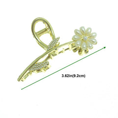 Tulip Flower Butterfly Rhinestone Hair Claw Clip in Gold