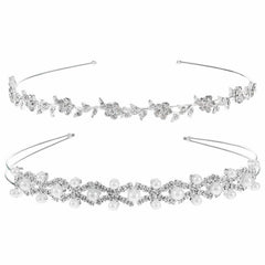 Crystal Flower Leaves Headband Tiara for Wedding