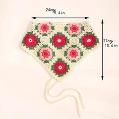 Women Floral Crochet Boho Kerchief Bandana Flower Hair Band