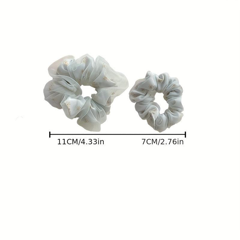 Floral Print Organza Scrunchies Hair Tie for Women
