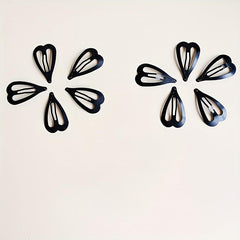 10pcs Solid Heart Barrette Metal Hair Clip Set