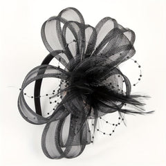 Faux Feather Mesh Veil Head Piece Fascinator for Tea Party Birthday Horse Racing