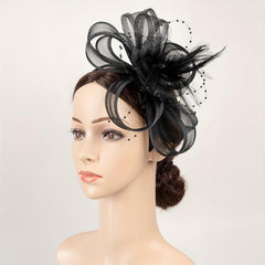Faux Feather Mesh Veil Head Piece Fascinator for Tea Party Birthday Horse Racing