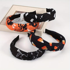 Halloween Ghost Print Headband Pumpkin Spider Web Pattern Headdress
