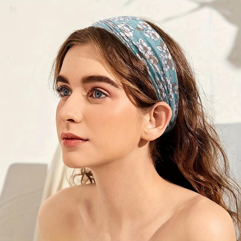 Boho Floral Hair Band Wide Headband For Women With Curly Hair