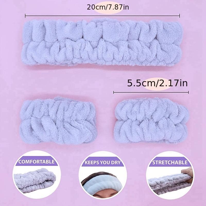 3pcs Flannel Headband Hair Scrunchies Set for Women, Girls