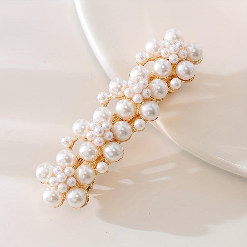 Hollow Butterfly Flower Faux Pearl Hair Clip French Barrette Head Jewe