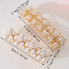 Hollow Butterfly Flower Faux Pearl Hair Clip French Barrette Head Jewe