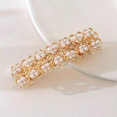 Hollow Butterfly Flower Faux Pearl Hair Clip French Barrette Head Jewe