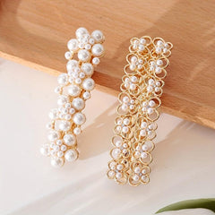 Hollow Butterfly Flower Faux Pearl Hair Clip French Barrette Head Jewe