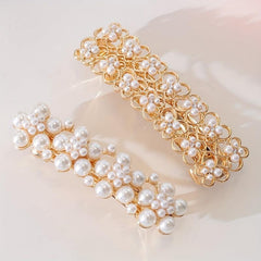 Hollow Butterfly Flower Faux Pearl Hair Clip French Barrette Head Jewe