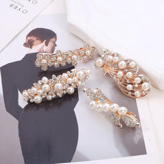 Rhinestone Hair Barrettes Pearl Hair Clips Styling Accessories for Women