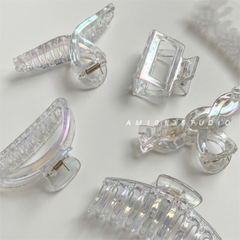 5pcs Holographic Hair Claw Clip Large Shark Claw For Thick Thin Curly Hair