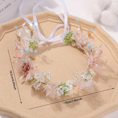 Crystal Wreath Headband Faux Pearl Headdress Hair Accessory for Women Girls