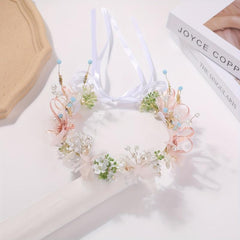 Crystal Wreath Headband Faux Pearl Headdress Hair Accessory for Women Girls