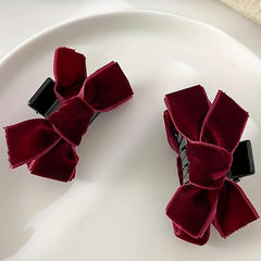 4pcs Velvet Bow Hair Claw Minimalist Banana Clip Headwear