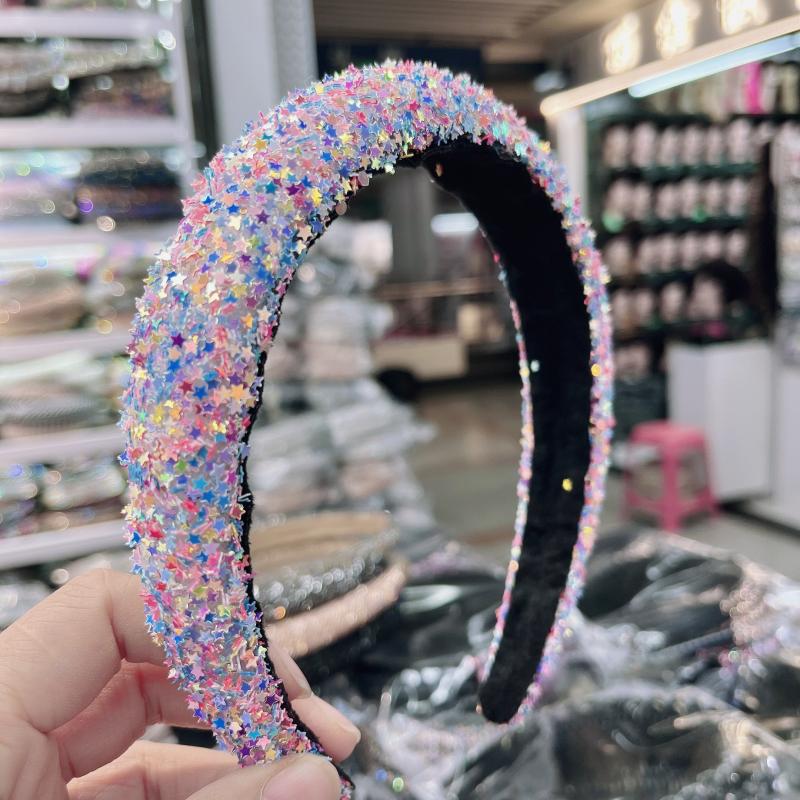 Colorful Star Sequin Headband Glitter Hair Band for Women Girls