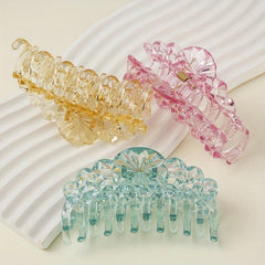 6pcs Glitter Crystal Hair Claw Nonslip Ponytail Holder Shark Claw