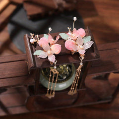 Chinese Style Hair Clip Tassel Peach Blossom Decor Duck Bill Clip Costume Access