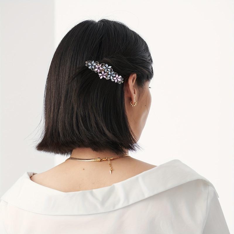 Vintage Flower Barrette Rhinestone Hair Clips Women