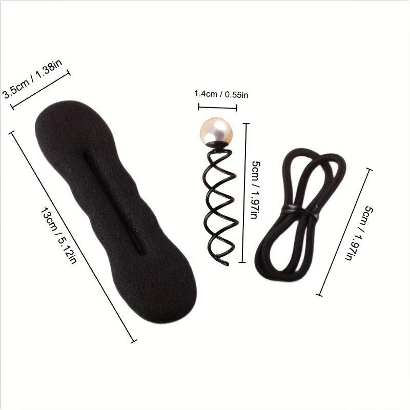 3pcs Bun Maker Tools Hair Accessories Faux Pearl Hair Pin Decoration