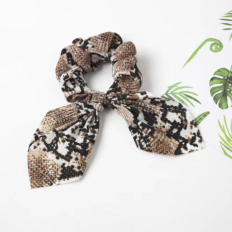 Leopard Print Bow Hair Scarf Scrunchies Boho Hair Tie Elastic Hair Scrunchy
