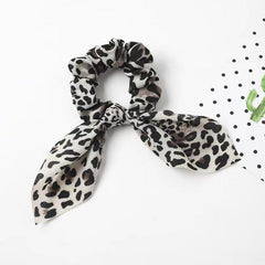 Leopard Print Bow Hair Scarf Scrunchies Boho Hair Tie Elastic Hair Scrunchy