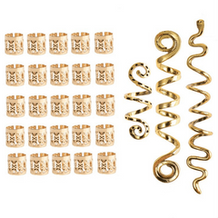 African Dreadlock Braid Hair Ring Metal Hair Accessories Set