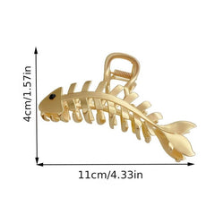 Golden Fish Bone Hair Claw Clip Large Metal Hair Jaw Clamps Nonslip Hair Clip