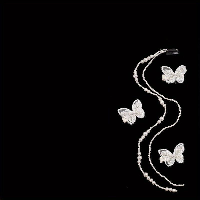 Faux Pearl Beaded Hair Tassel Clip for Girls
