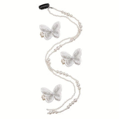 Faux Pearl Beaded Hair Tassel Clip for Girls