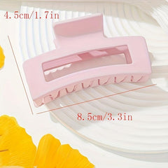 Pink Rectangle Hair Claw Clip Non Slip Strong Hold Grip Hair Jaw Clip