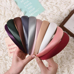 Satin Solid Headband Sponge Padded Head Hoop Hair Band Hair Accessories