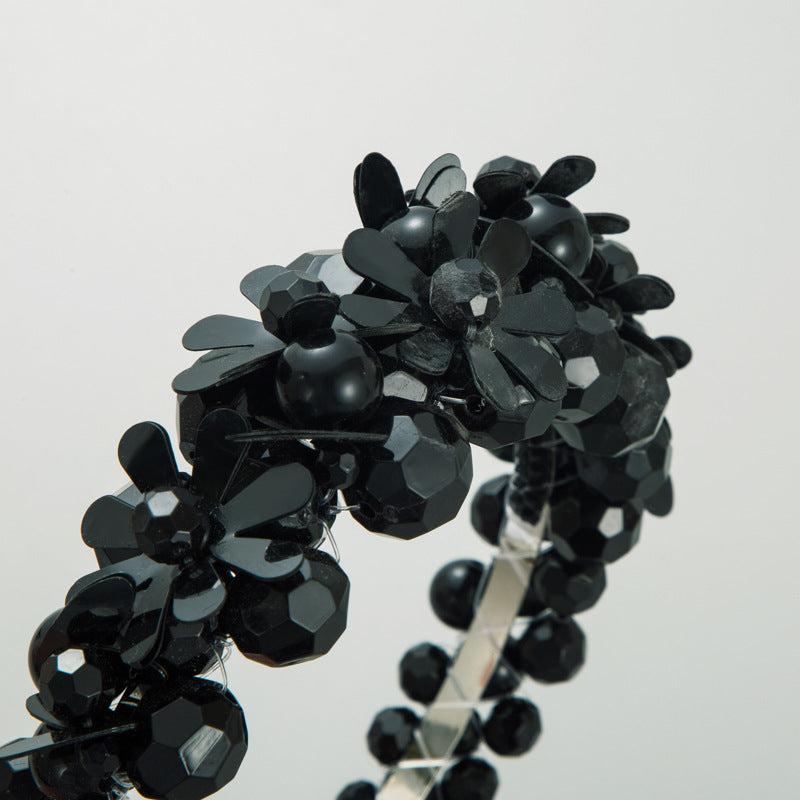 Crystal Flower Beaded Wide Brim Headband Headdress Hair Accessories