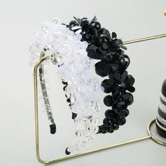 Crystal Flower Beaded Wide Brim Headband Headdress Hair Accessories