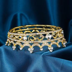 Alloy Crown Rhinestone Headband Tiara Queen Style Crown for Prom Party