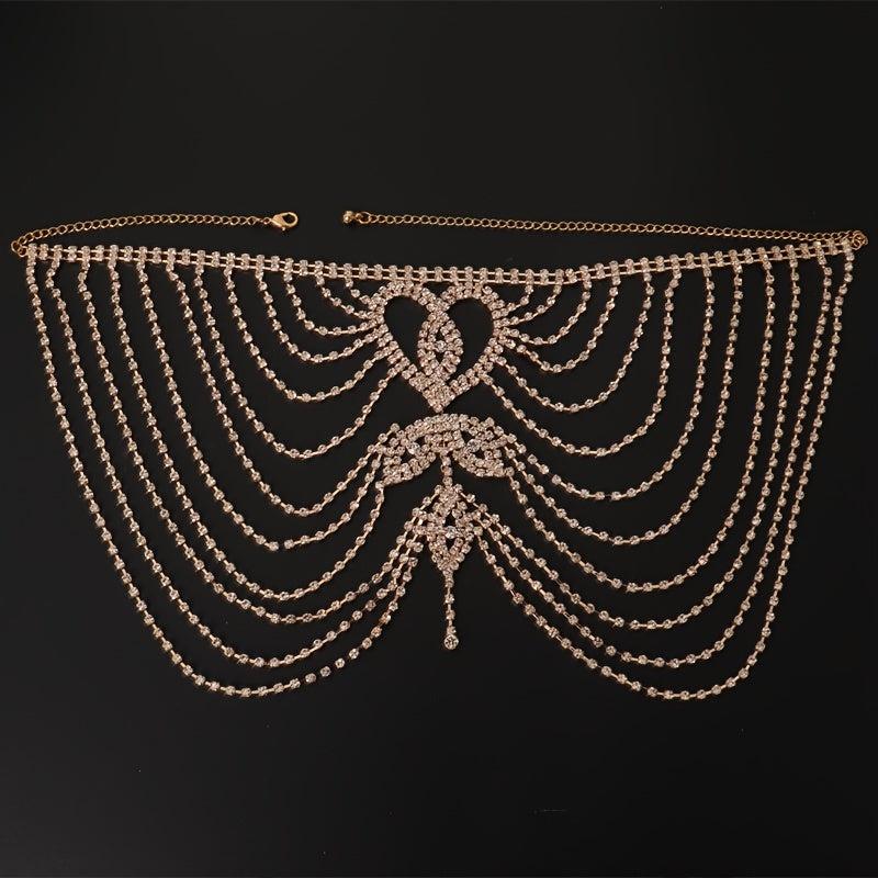 Rhinestone Hair Chain Jewelry Silver Headpiece Tassel Chain Headband