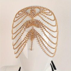 Rhinestone Hair Chain Jewelry Silver Headpiece Tassel Chain Headband