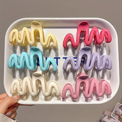 6pcs Wavy Hair Claw Clip Ponytail Holder Nonslip Hair Clip for Women Girls